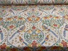 Liberty Birds Toile  Fabric Orange Blue Linen/Cotton Curtain/Upholstery