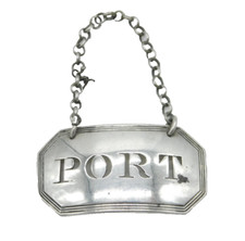 George III Sterling Silver Port Decanter Label Antique 1808 London John Reilly