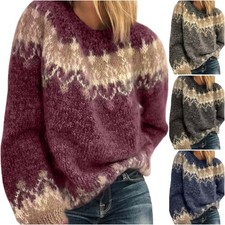 Women Jumper Tops Winter Warm Sweater Ladies Cozy Long Sleeve Chic Pullover