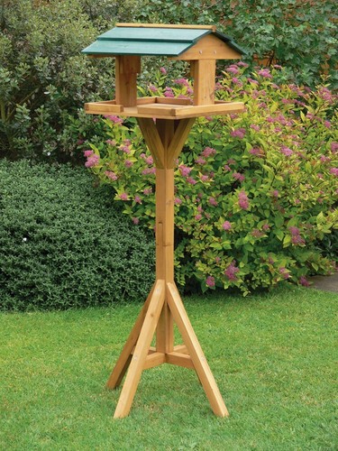 Traditional wooden bird table - bird,