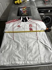 Retro Adidas Liverpool Training Rain Jacket L/XL White Red 2010 Gerrard Torres