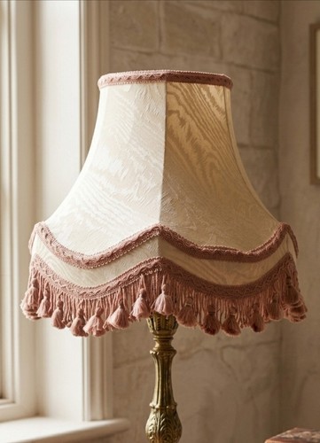 Vintage 80s cream tassel lamp - vintage,