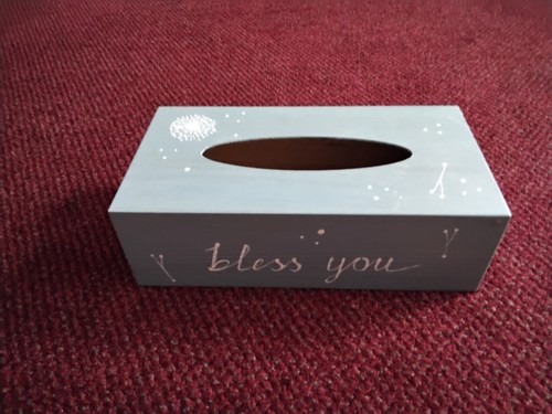Grey cream tissue box wooden - tissue,