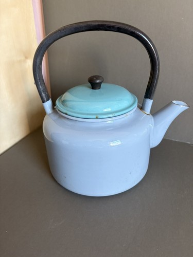 Vintage french enamel kettle - enamel,
