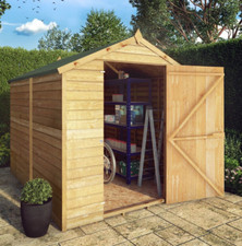 8x6 WOODEN GARDEN SHED APEX WINDOWLESS SINGLE DOOR FLOOR OUTDOOR STORAGE 8ft 6ft