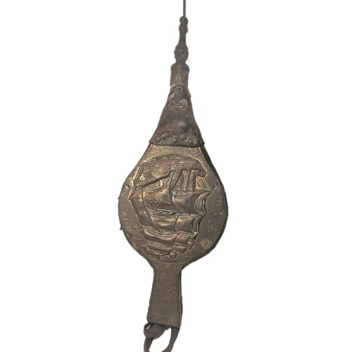 Vintage brass fire bellows - vintage,