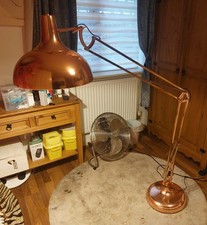 Anglepoise Style Floor Lamp Copper colour stands over 5ft foot switch