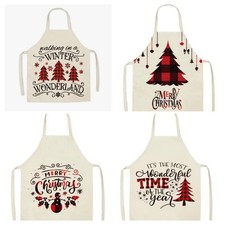 4 pcs Christmas Kids Chef Aprons Children Cookie Baking Snowman Santa Reindeer