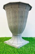 Large Urn Planter Antique Grey Stone Effect Plastic Outdoor Garden Flower Pot