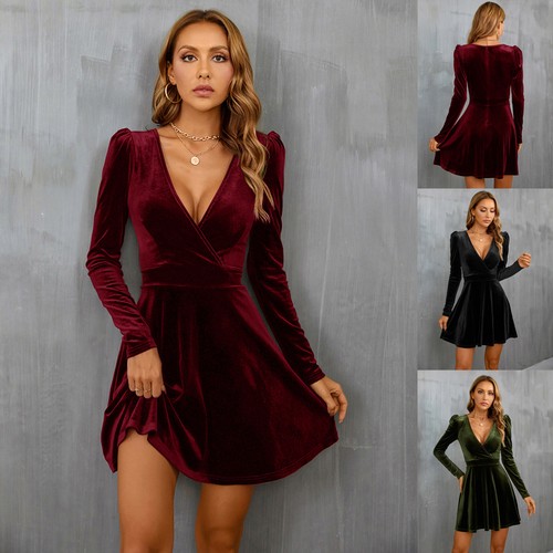 Women velvet dress - dress, long