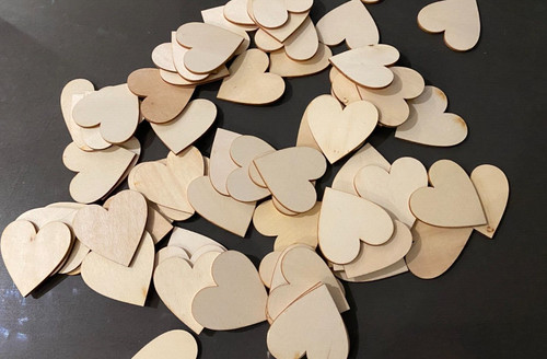 Wooden hearts x66 - wooden, (5cm)