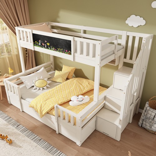 White wooden bunk bed - white,