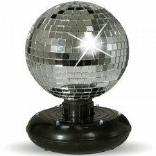 Silver Mirrorball Rotating Mirror Ball with Built-In LEDs 150mm 6 Inch inc PSU