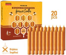 BRUBAKER 10% Beeswax Tree Candles - Pack of 20 - Honey Colored - 3.74"
