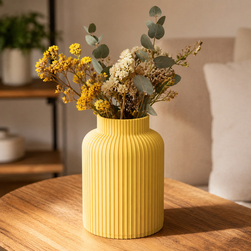Ridge fluted flower vase - vase, 3d