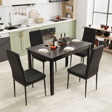 Space-Saving Kitchen Furniture Set 5-Piece Dining Table Set-Black