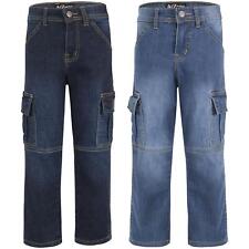 Kids Boys Cargo Denim Pant Stylish 6 Pocket Denim Jeans Stretchy Comfort Pant