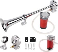 150db Chrome Super Loud Single Trumpet Air Horn Kit Truck Lorry Boat Train 12V