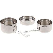 MFH Czech Army Style Mess Tin Kit Cooking Pot Stainless Steel 3 Part 