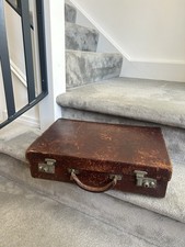 Rare Asprey GD London Writing Travel Bag Case Brown Leather Lock Vintage Handle