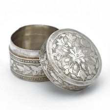 Antique Solid Silver Pill Box