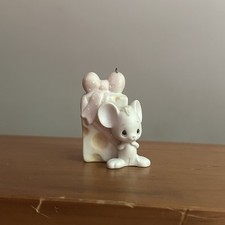 1982 Enesco Precious Moments Mouse With Cheese Christmas Ornament Vintage