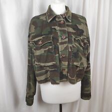 Topshop Petite Womens Shacket Size Medium Camo Print Corduroy Button Closure