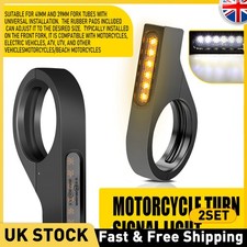 4x LED Motorcycle Turn Signal Blinkers Light 12V For 39-41mm Fork Mount Clamp UK