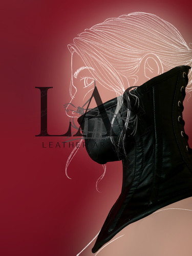Black leather corset posture - black,