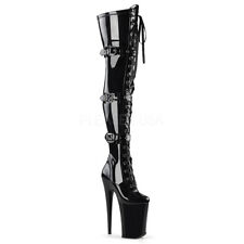Pleaser USA Infinity-3028 Black Patent Thigh Boot UK4 IN-STOCK