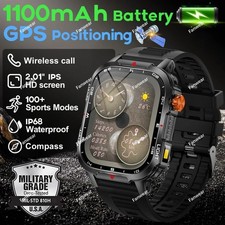 Men Military Smart Watch GPS Outdoor Tracker Flashlight Compass Christmas UK
