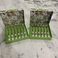 PORTMEIRION BOTANIC GARDEN set of 6 PASTRY TEA FORKS and 6 TEA SPOONS