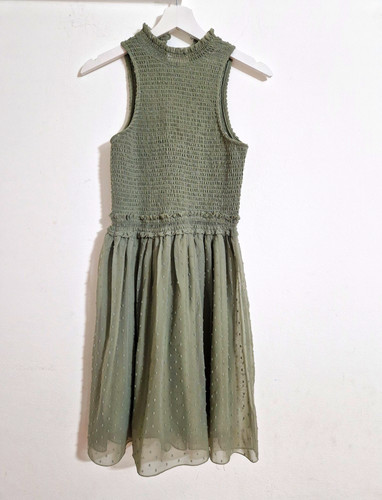 Girls green sleeveless smocked - sleeveless,