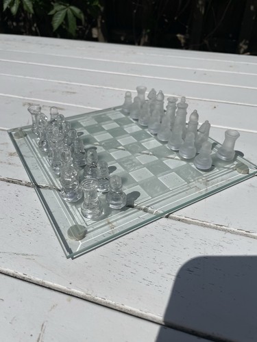 Glass chess set - frosted, &