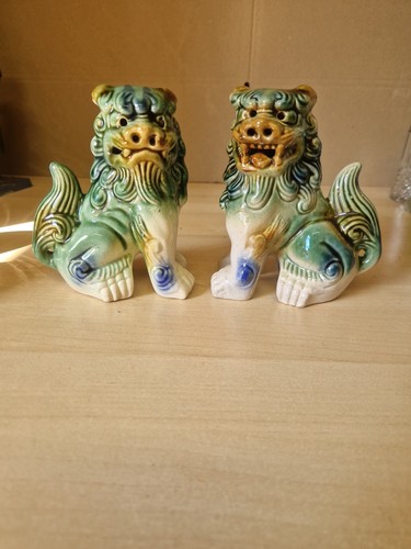 Pair vintage foo dog - vintage,