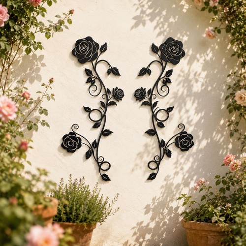 2pcs metal rose wall - rose,