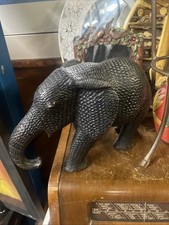 Vintage Very Heavy Carved Wooden Elephant Sculptures Statue Home Decor Ornament