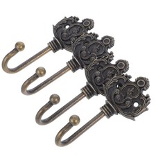 4pcs Vintage Bronze Wall Hooks for Hanging Coats Hats Towels Decorative Metal