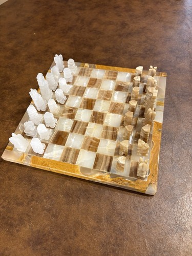 Marble onyx chess set - chess,