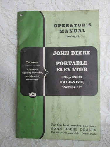 John deere operator manual - deere, operator's