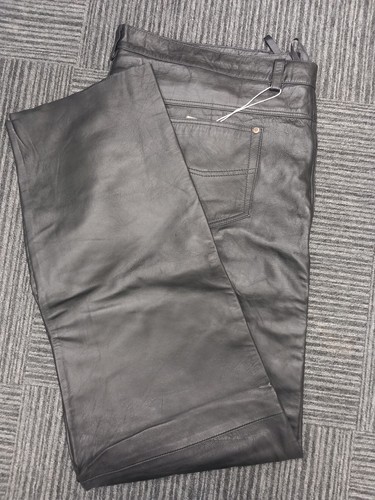 Real black leather trousers - black,