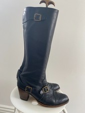 Sendra Boots Black Biker Boots Heeled Belstaff Trialmaster Style UK 6 US 8 Eu 39