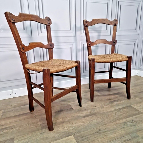 Antique pair rustic chairs - antique,