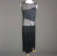 Louis Féraud Vintage Black Nightdress Slip Lingerie Dress UK 10 Long NWT R2