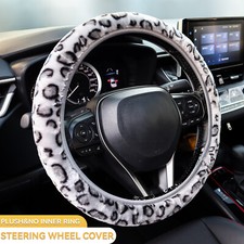 Warm Plush Car Steering Wheel Cover Protector Wool Winter Furry Fluffy Leopard