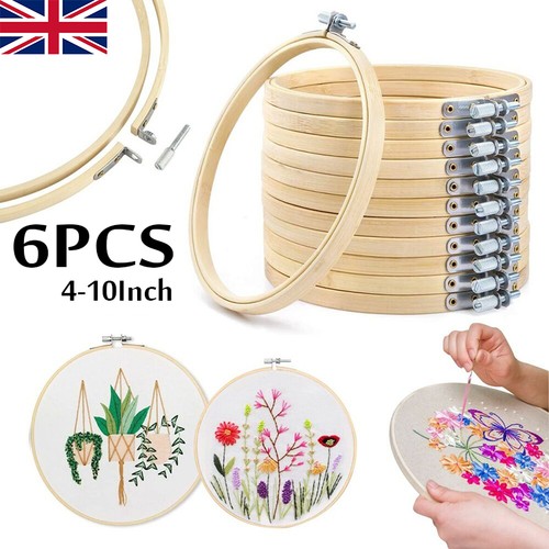 6pcs wooden embroidery hoops - wooden,