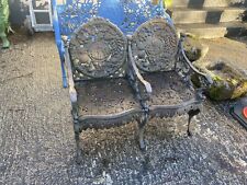 Heavy Cast iron garden bench Antique Double Seat Seater Victorian Foundry Rare