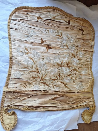 Antique french silk panel hand - french,