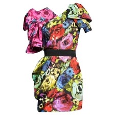 LANVIN H&M RARE RAINBOW FLORAL ROSE PARTY MINI DRESS UK 12 EU 38 US 8 MEDIUM NEW