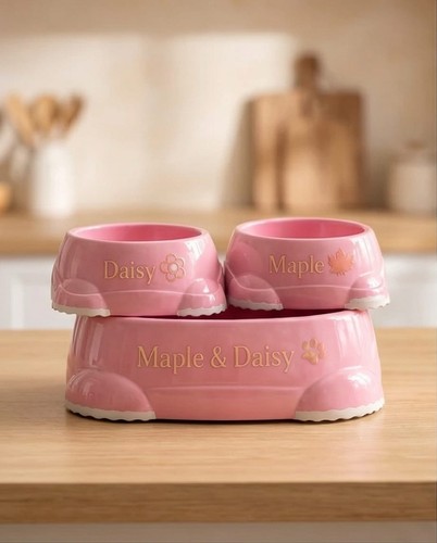 Personalised dog bowl pink - –,